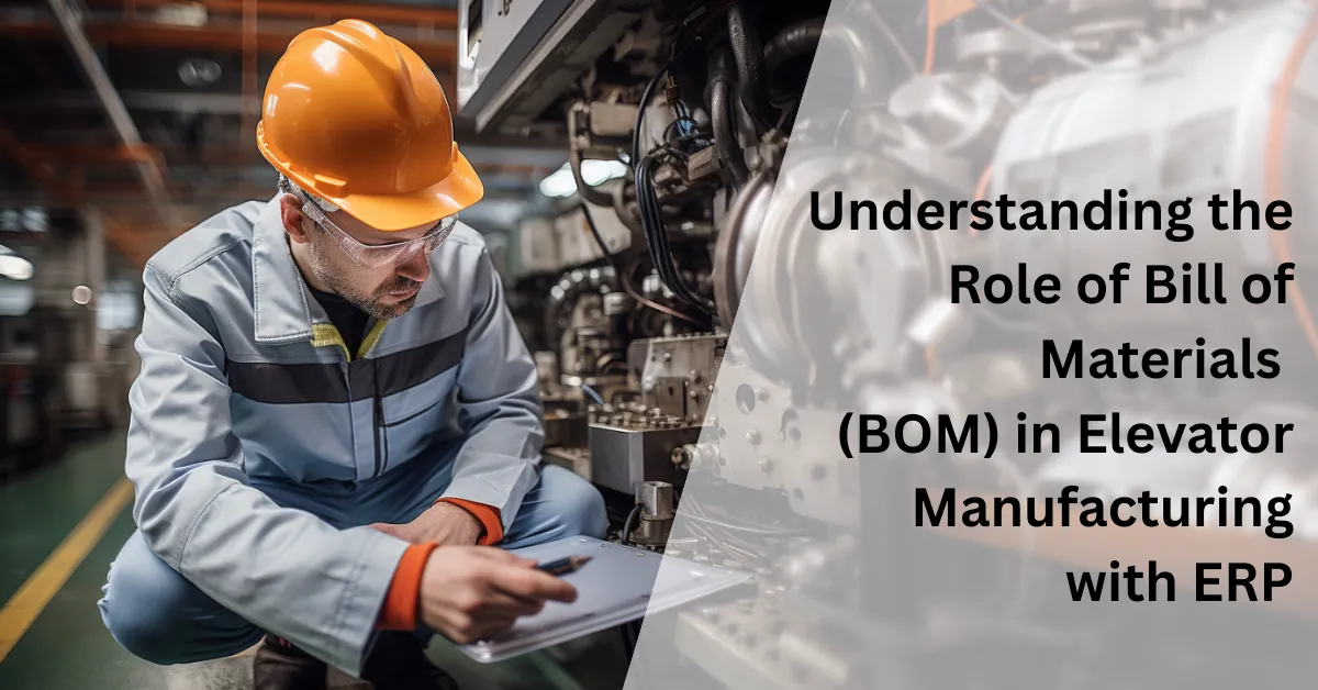 ERP dashboard displaying multilevel BOM structure for elevator components