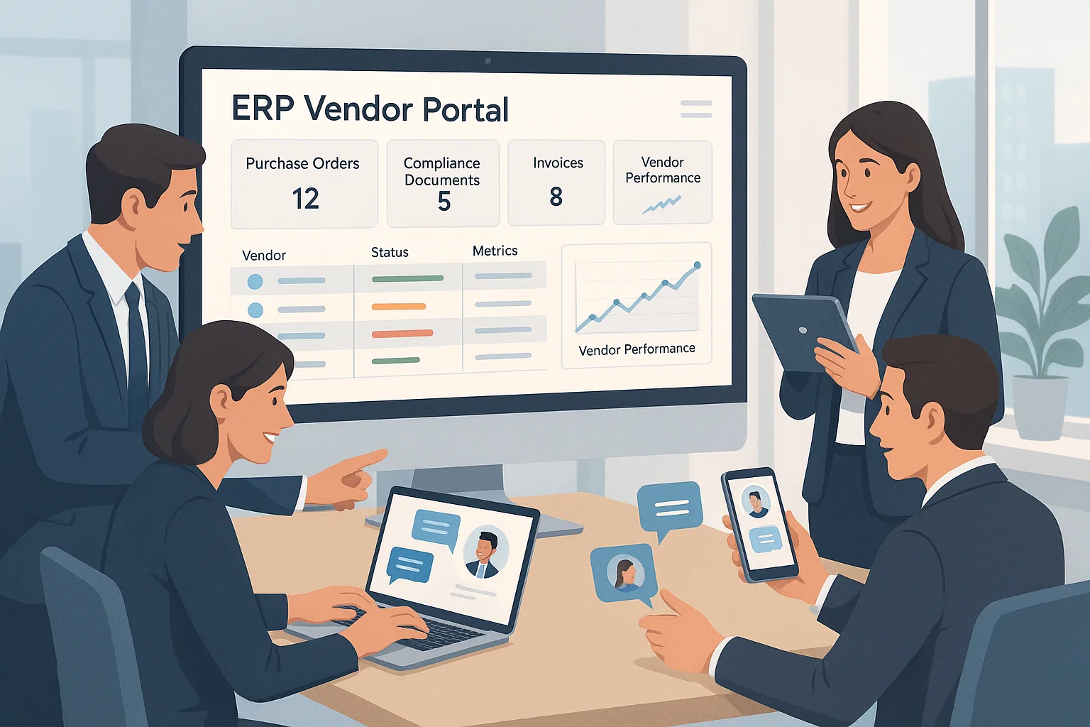 ERPbyNet Vendor Portal dashboard showing real-time vendor management