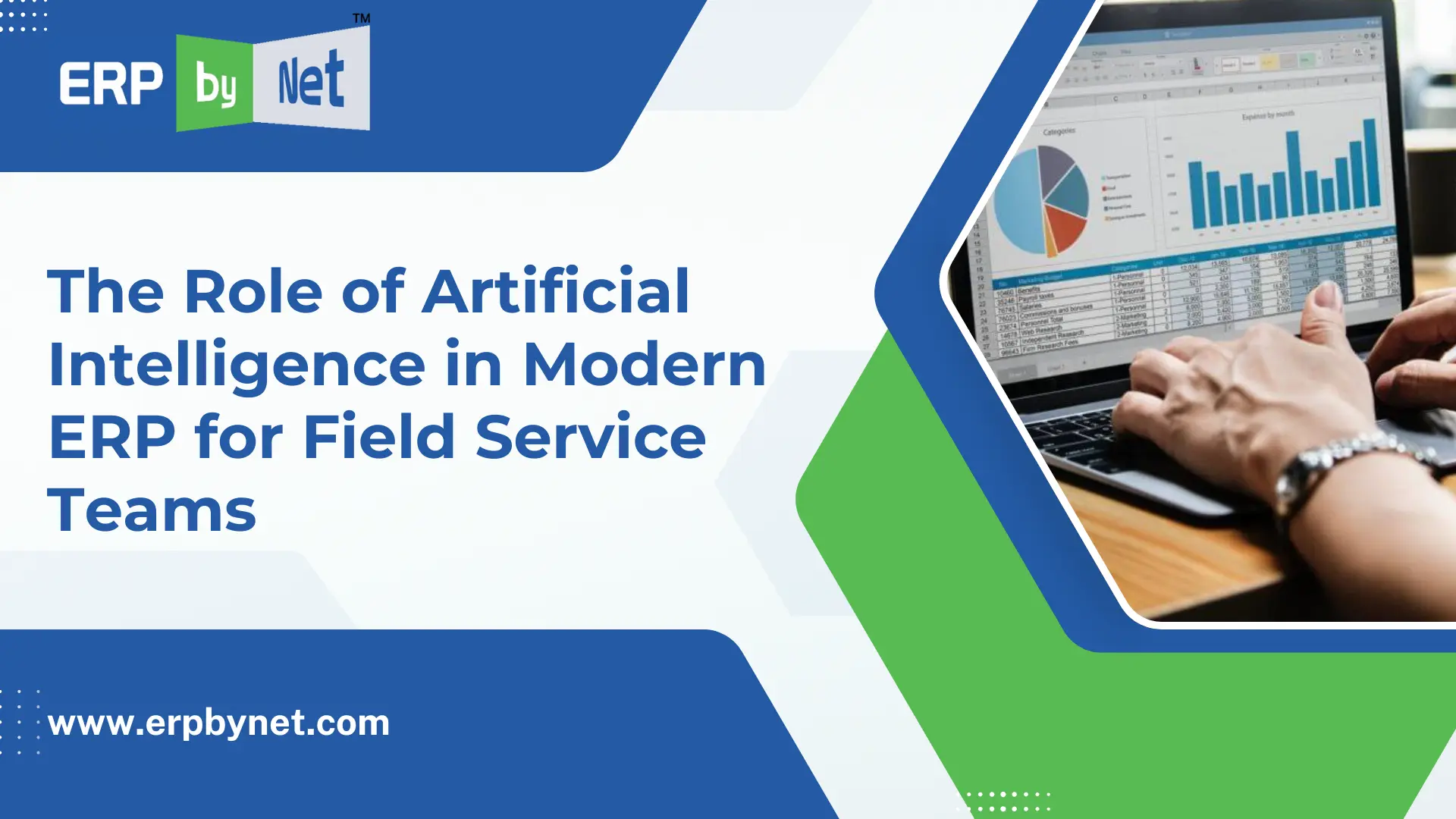 Technician using AI-powered ERP software for field service management.