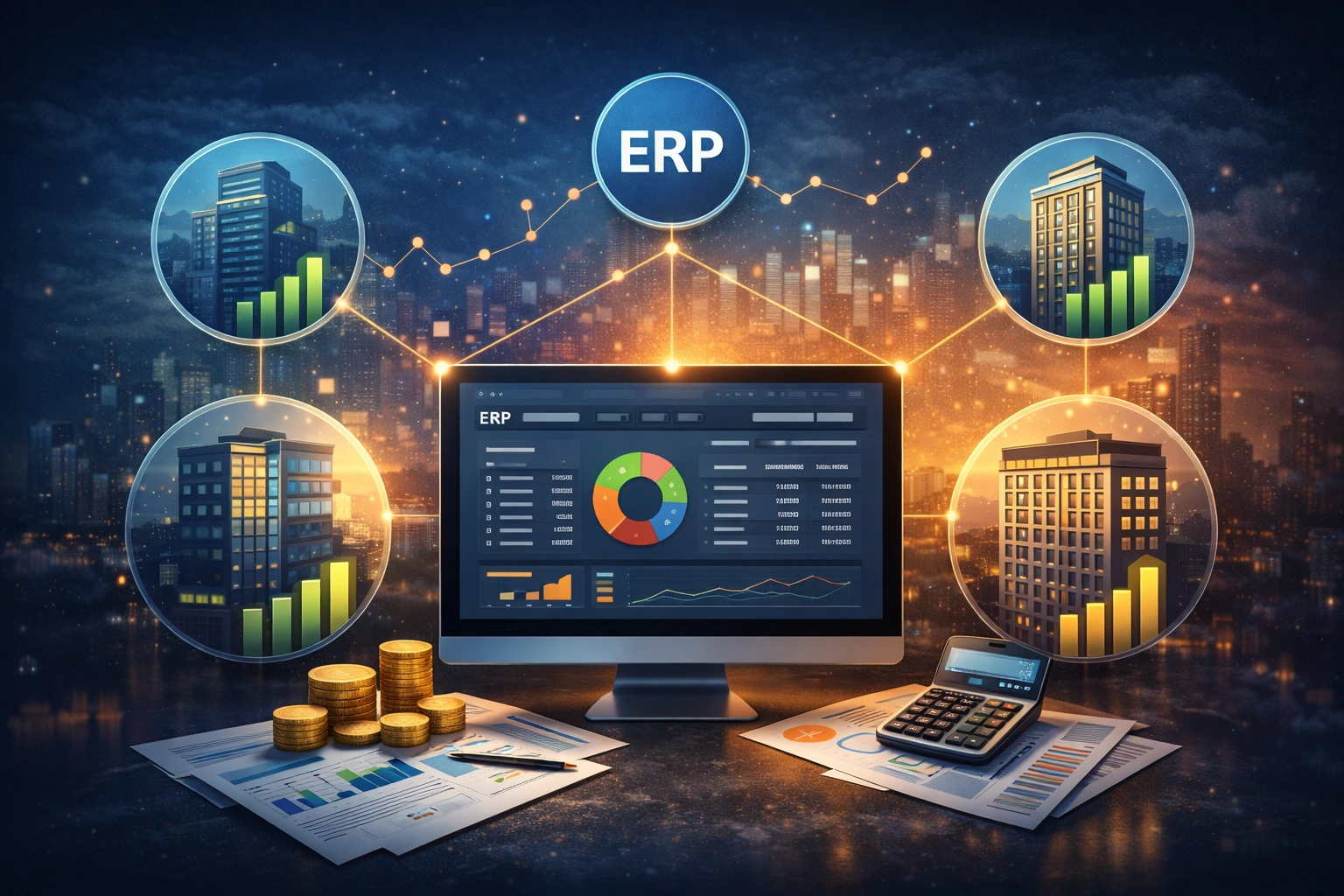 ERP system ensuring consistent financial reporting across multiple business sites
